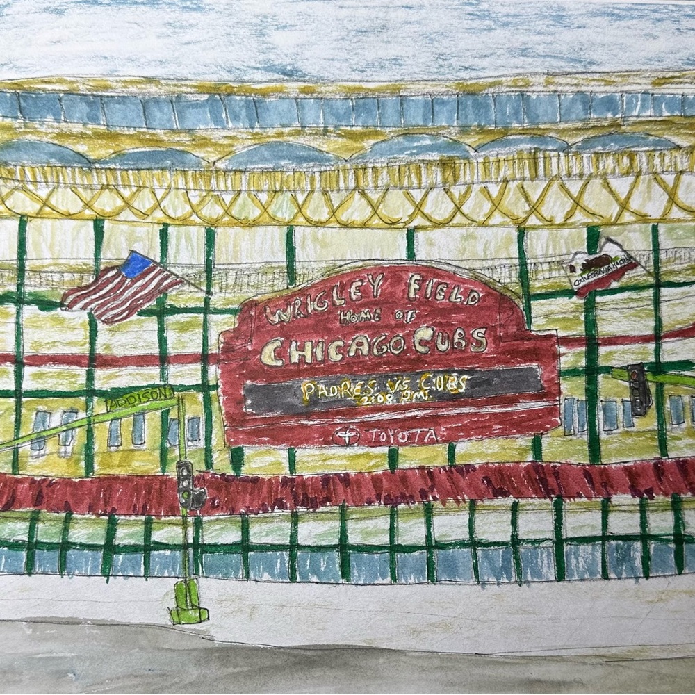 Wrigley Field Home Art Painting - Red, Green, Blue